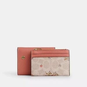 COACH NWT Card Holder Wallet Pink Floral CAP30